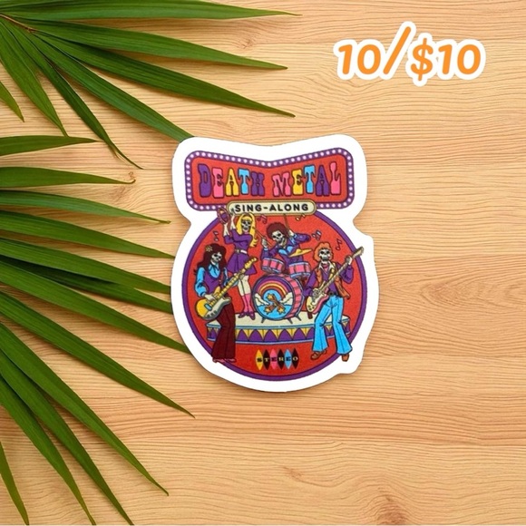 Death Metal Sing-Along Vinyl Sticker – Retro Band Design - Picture 1 of 1